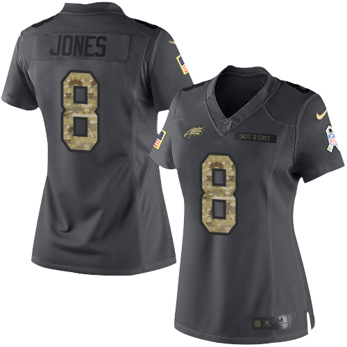 Women's Limited Donnie Jones Nike Jersey Black - #8 2016 Salute to Service NFL Philadelphia Eagles